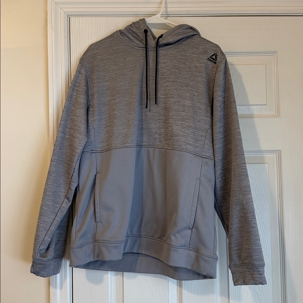Reebok Light Gray Hoodie with Black Drawstrings